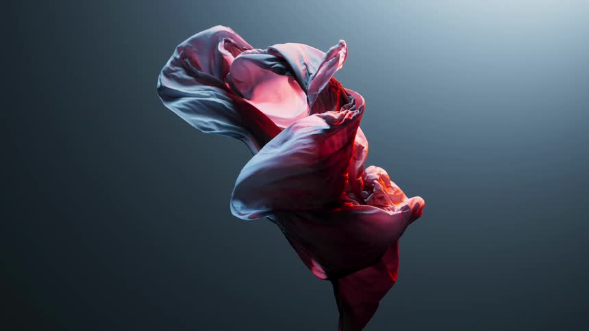 Abstract Swirling Silk Fabric Floating in Mid-Air