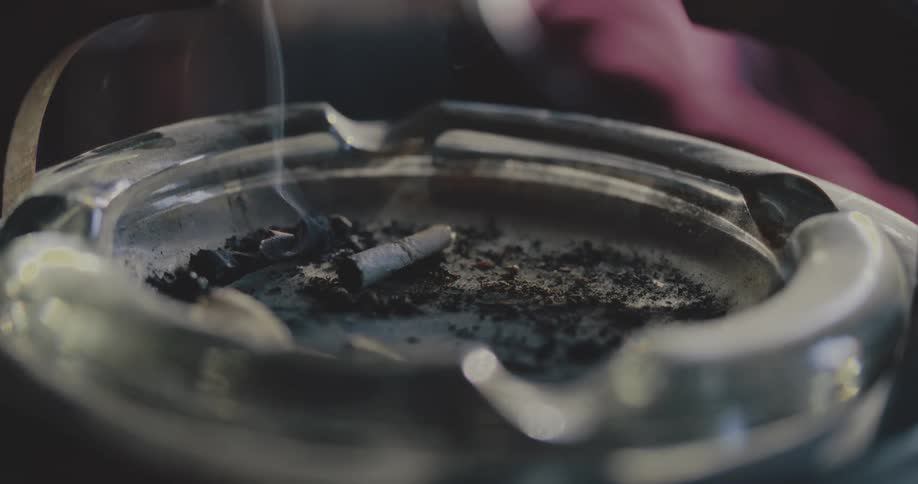A close up clip of an ashtray