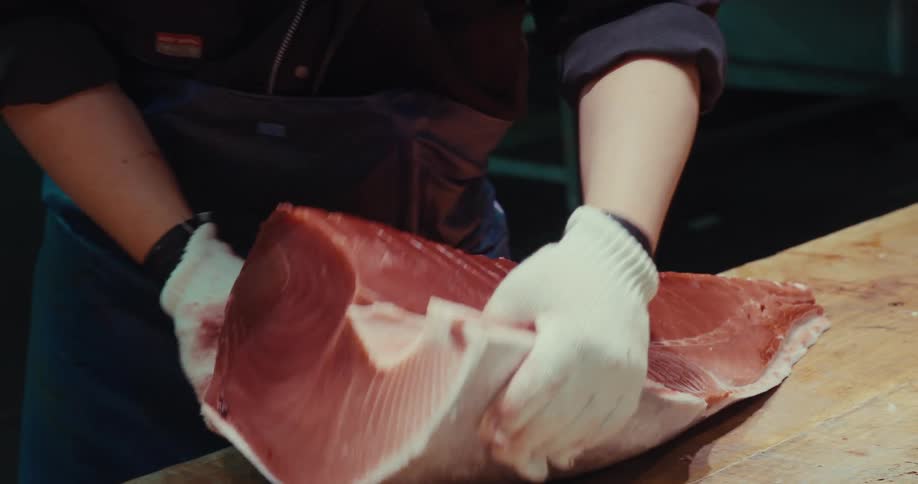 A clip of a fish processing