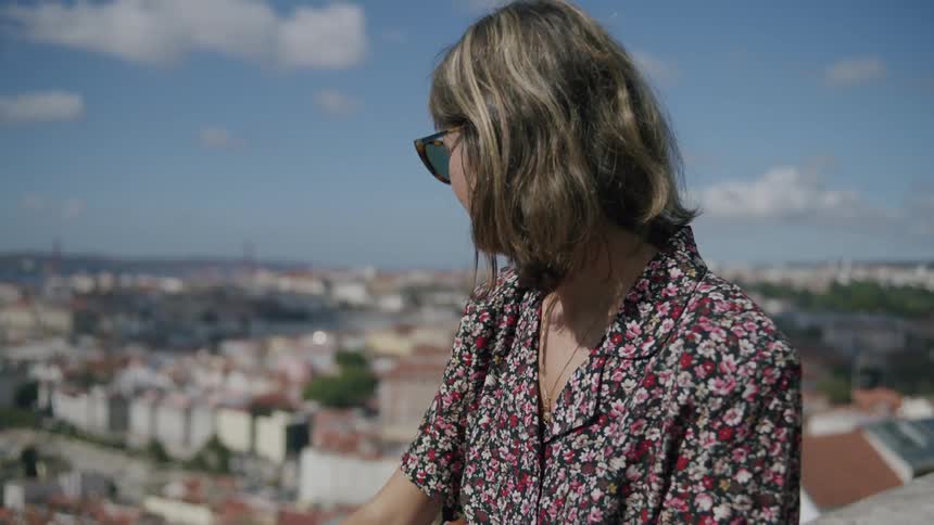 A portrait clip of a blonde hair woman