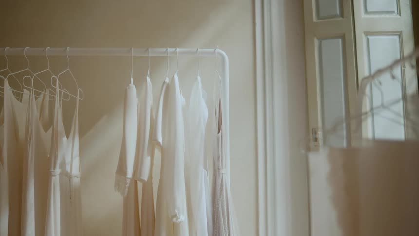 White dresses hang