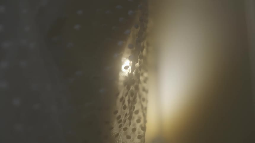 Close up of the lace side of a white dress with sunlight in the background