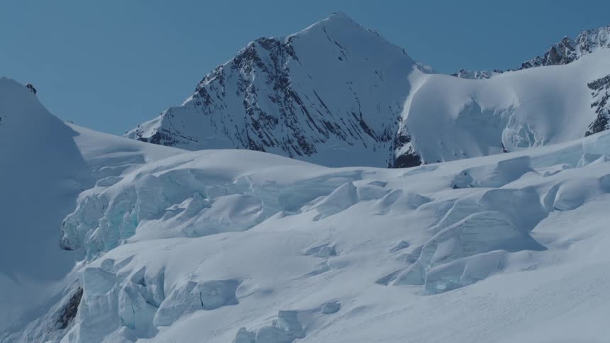 Mountain valley covered by snow