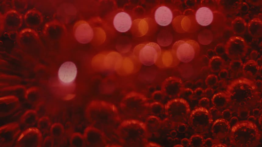 Red liquid with bubbles