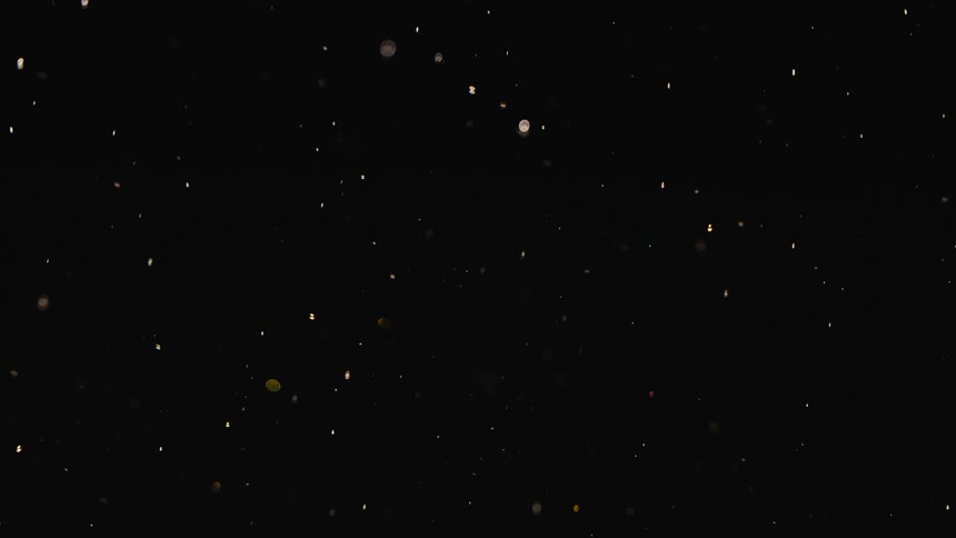 Twinkling specks of golden light dance and shimmer against a backdrop of endless darkness