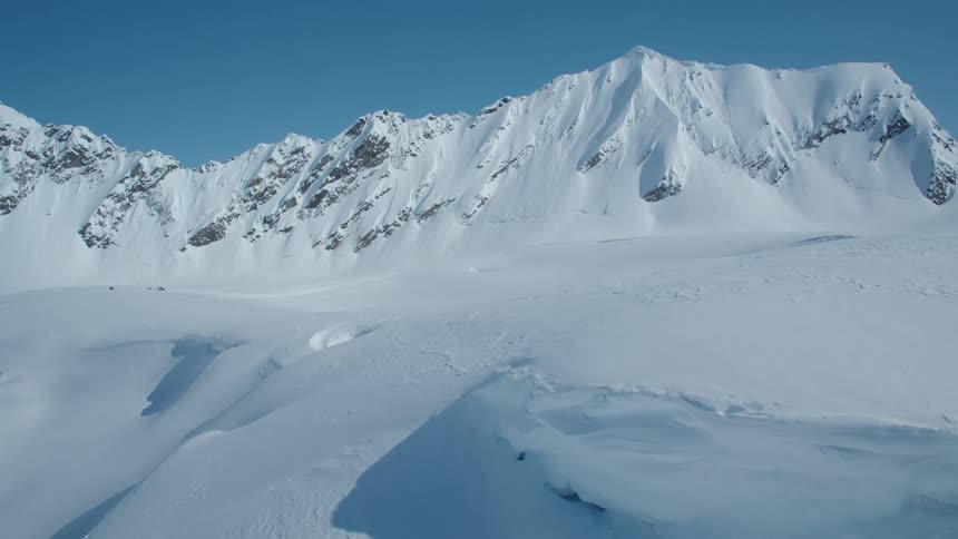 Glacial landscape with snowcapped mountains