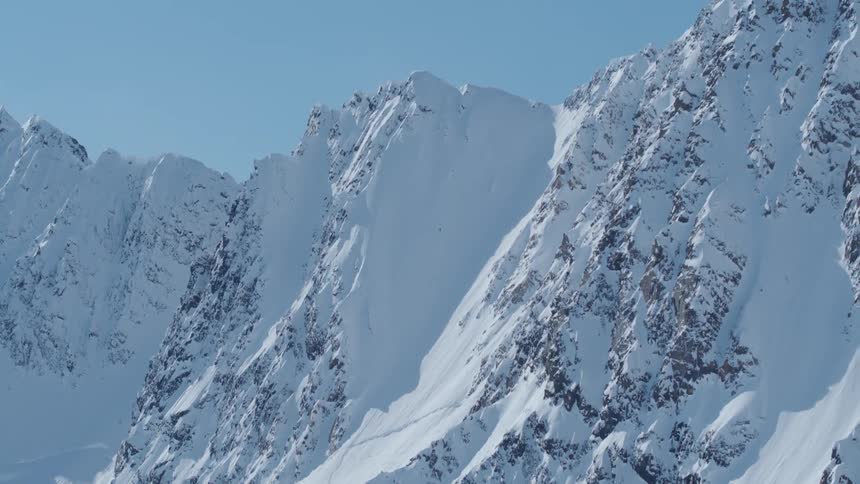 Aerial view of snowcapped mountain ranges