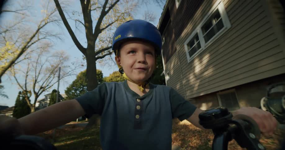 Boy riding a bike and having fun