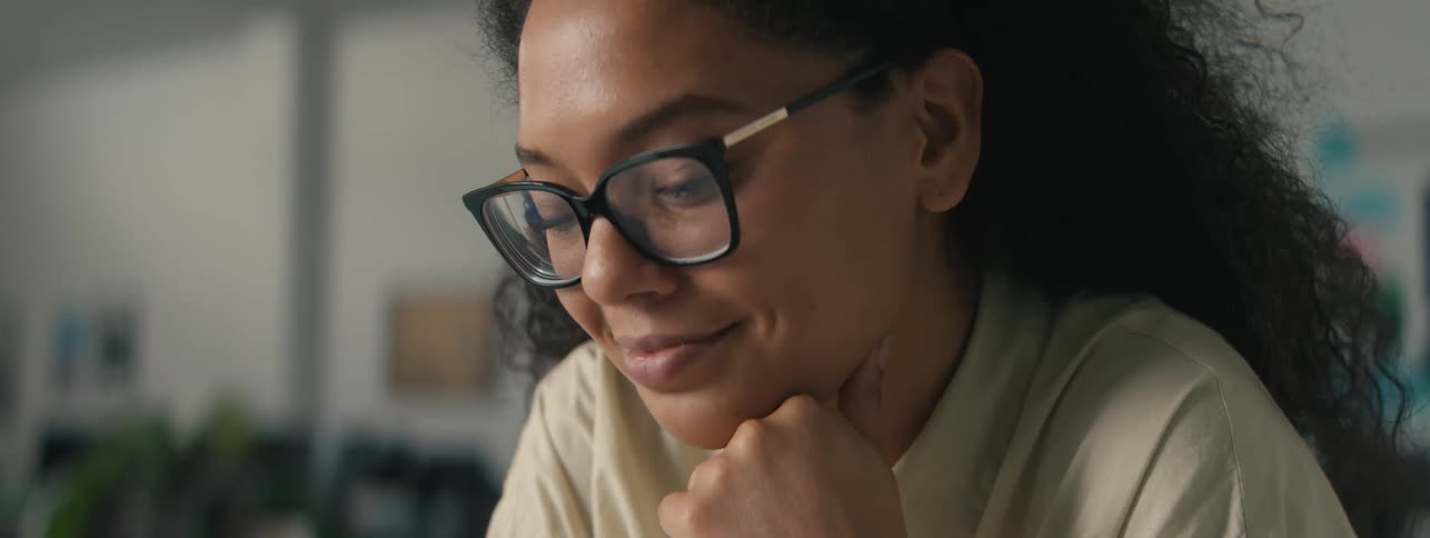 Cheerful woman while in an office environment