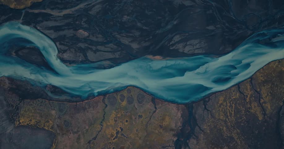 An aerial view of a river