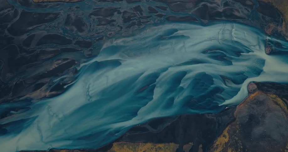 Aerial view of a river with a unique flowing pattern