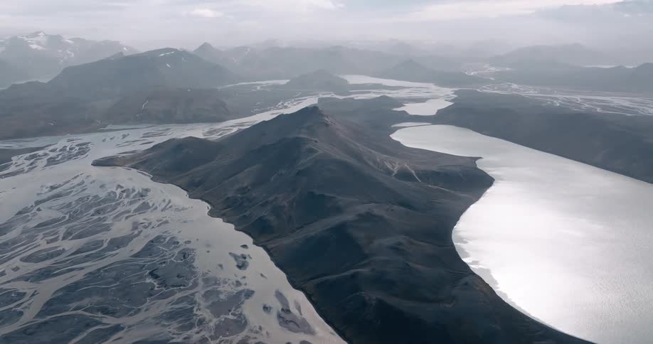Mountains surrounded by water