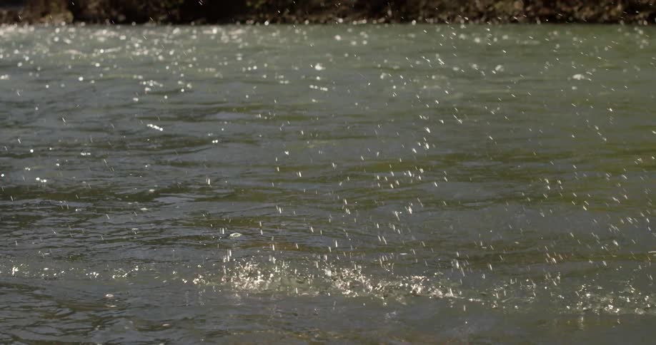A fishing line being pulled through the water