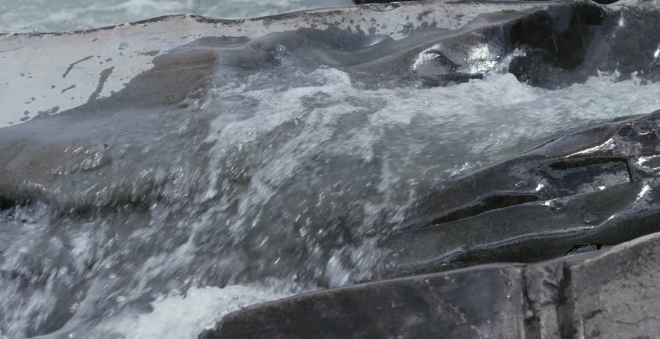 River water flows over rock