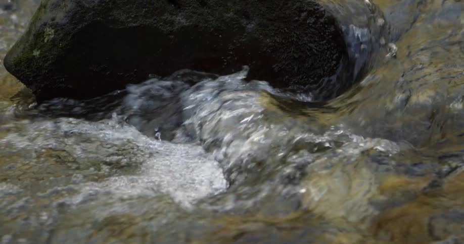 Clear water running through a rocky area