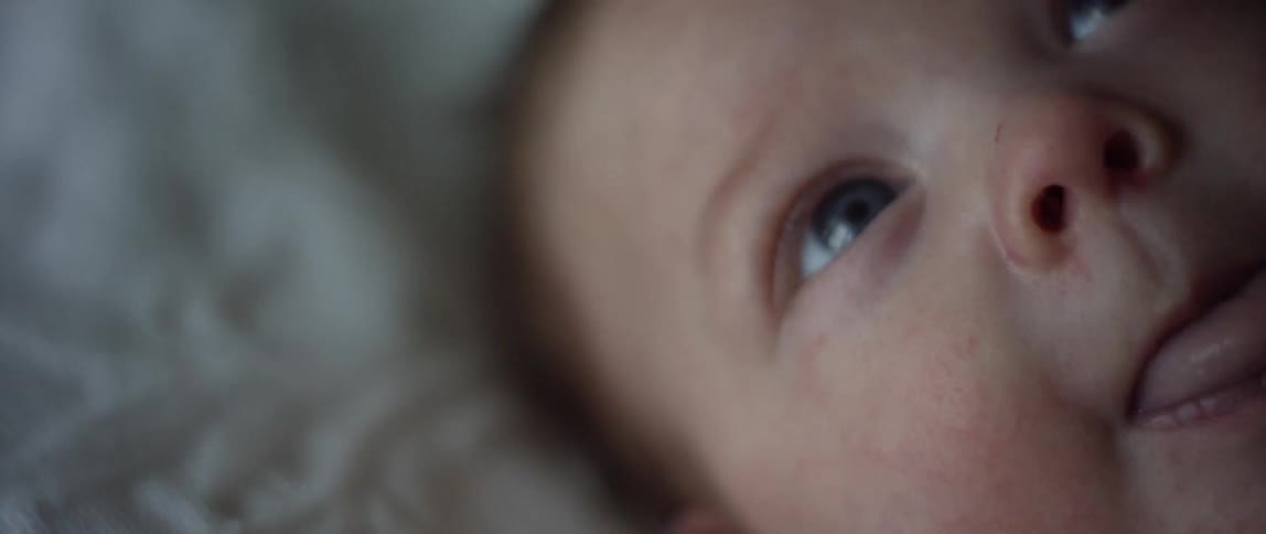 Close up of baby's eye and nose