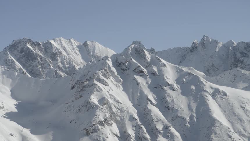 Snow covered mountains on a sunny day