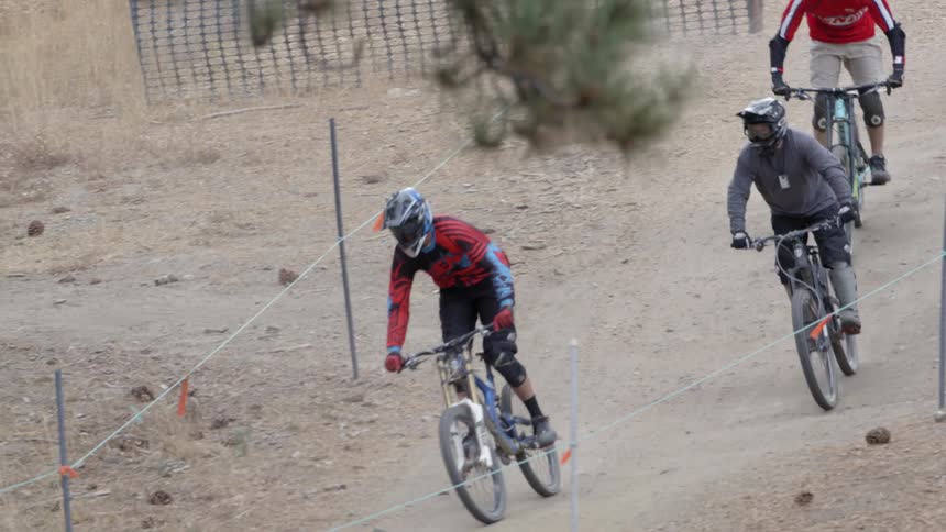 Youngsters riding their bmx bikes along a planned out trail