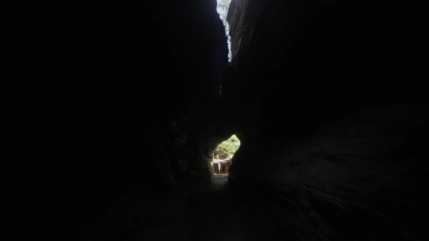 Dark pathway through a formation with several openings