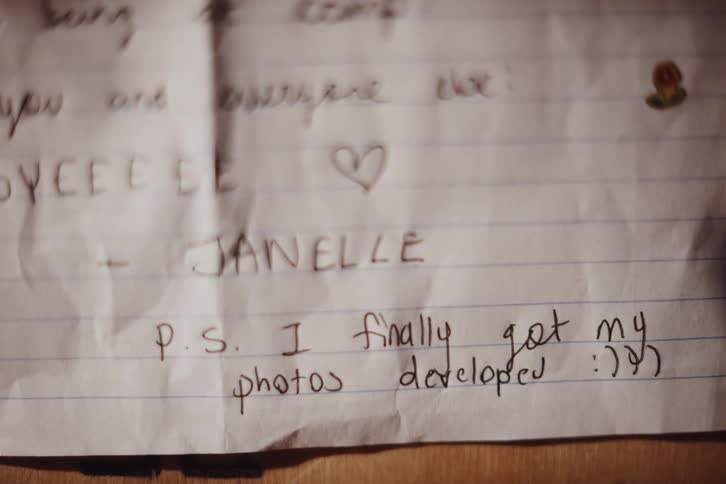 The paper is covered with writing