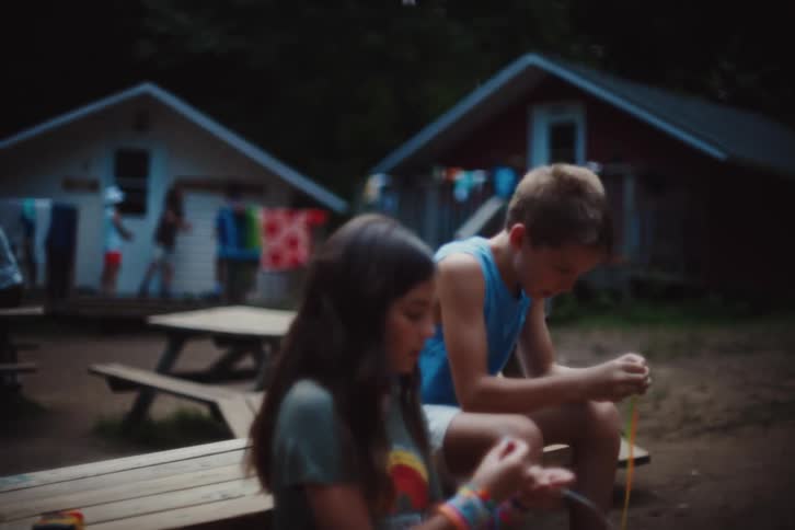 Children do arts and crafts at camp