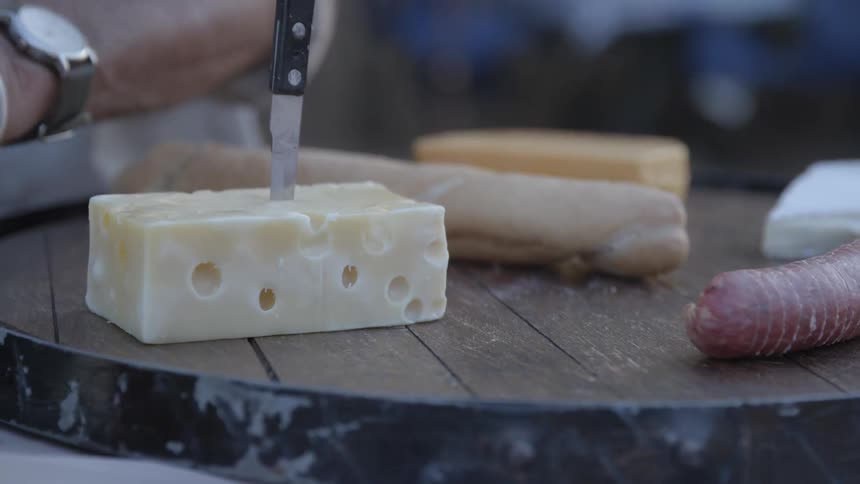 Ingredients or a deli type sandwich on a round board