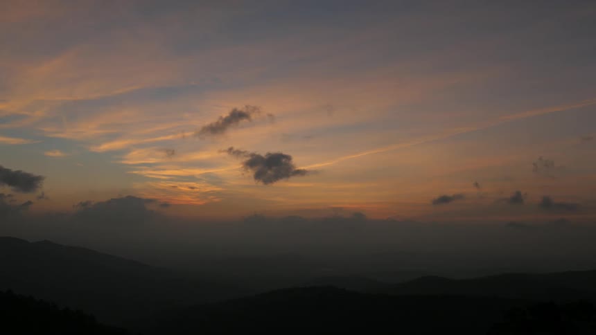 View of a sunset over the hills