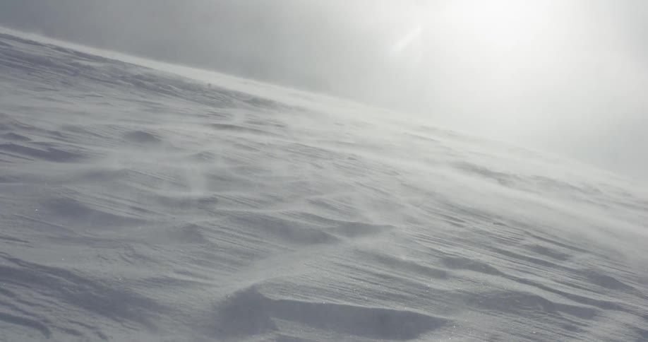 Snow plain with the sun in the background