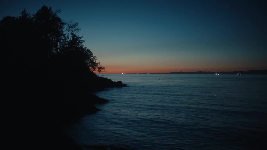The oceanfront at dusk