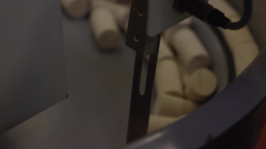 Close up of a machine in a cork factory