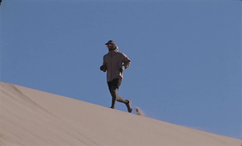 Man running through the desert