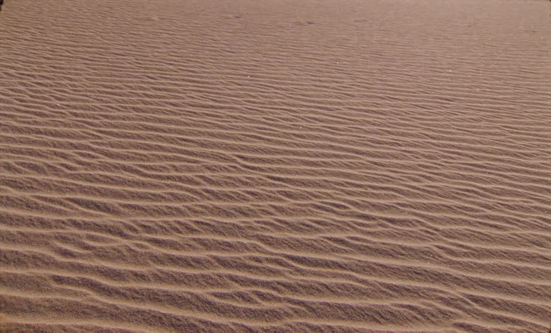 Desert sand forms a textured surface on a sunny day