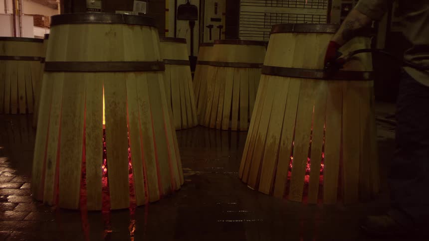 A clip of a barrel production process