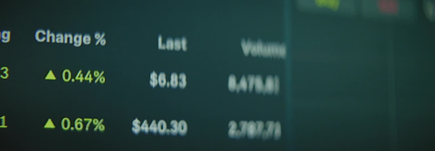A closeup view of a trading dashboard showing live financial data