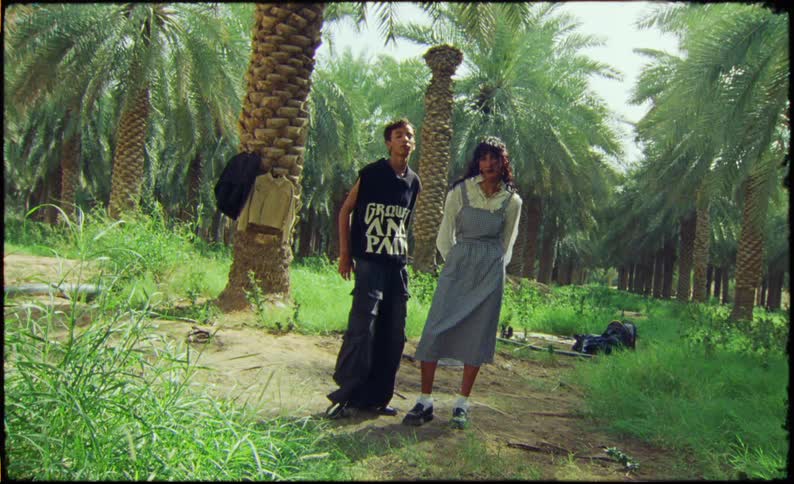 Models pose in the forest