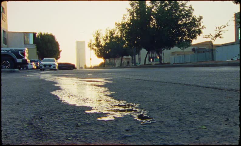 Liquid flows down a street