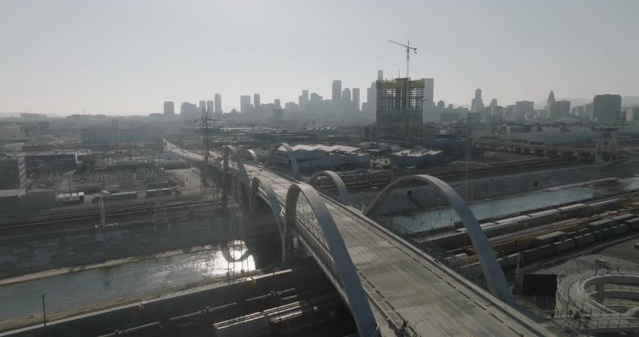 An aerial footage of an industrial area