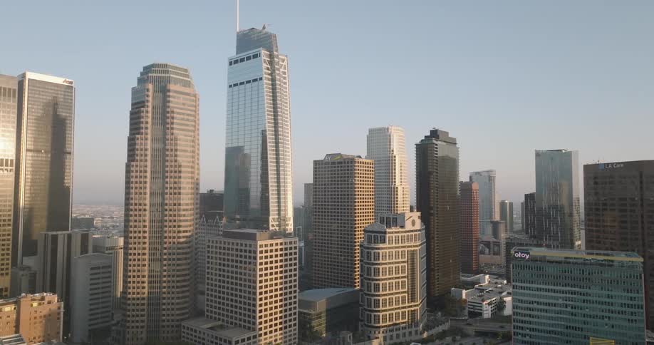 Aerial panorama of skyscrapers in a metropolis