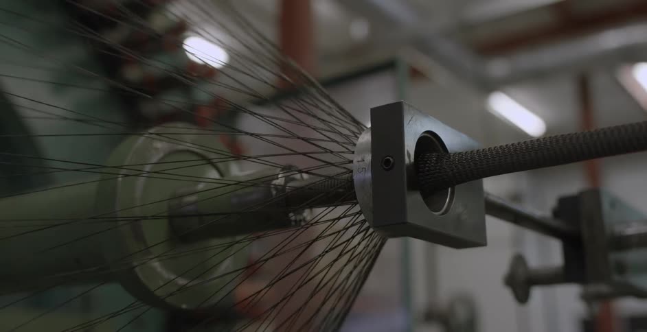 A machine is spinning thread