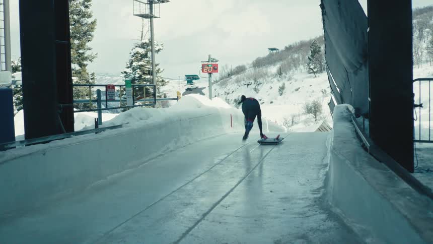 A clip of a person snowboarding