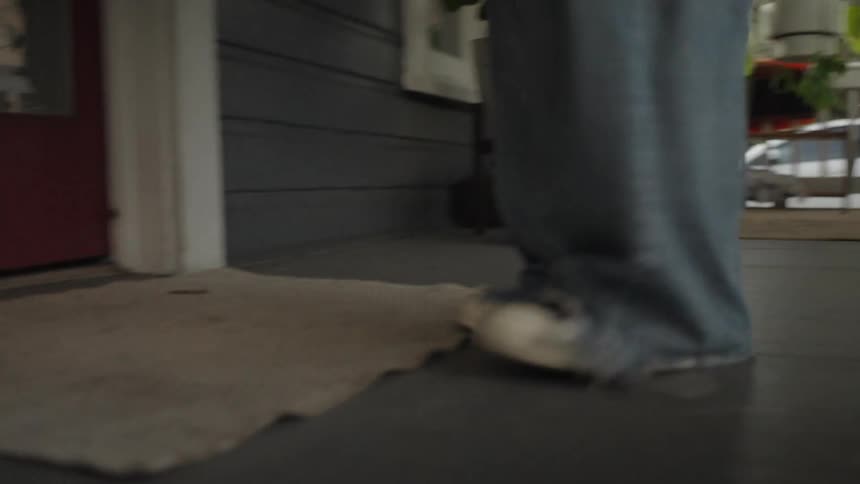 A clip of a person attempting to enter in to a house