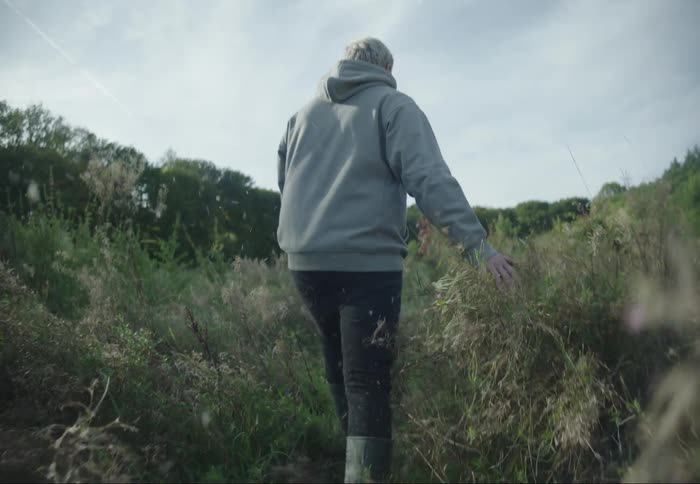 Hiking through an overgrown trail in the mountains