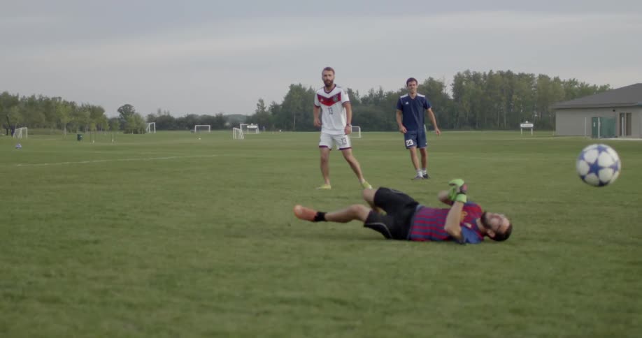 A goalie stops someone from making a goal in soccer