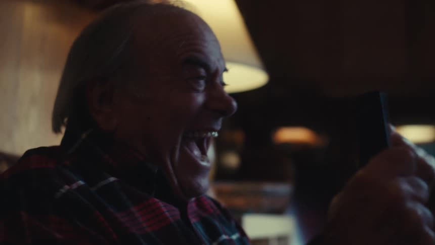 A clip of an excited old man