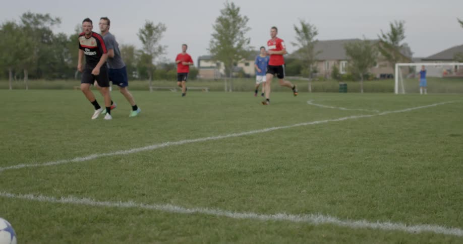 Some friends playing soccer