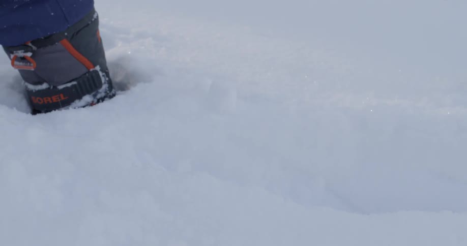 A child is shoveling snow