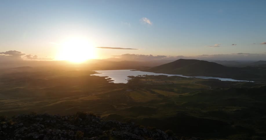 The sun sits on the horizon