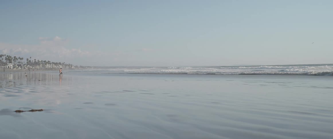 Landscape of a beach with some bathers during the day