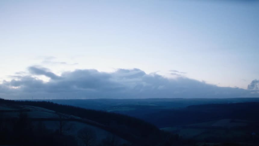 Mountain landscape on a cloudy dawn