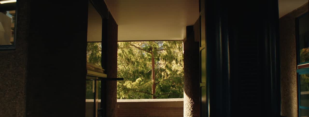 Interior architecture of a building with trees in the background